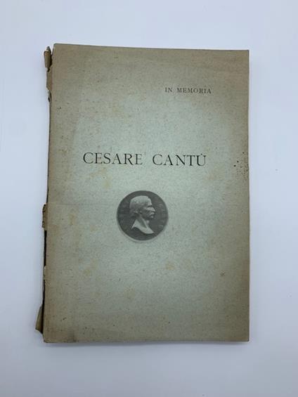 In morte di Cesare Cantu'. A cura della famiglia. Milano XI marzo MDCCCXCVI - copertina
