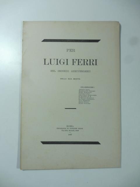 Per Luigi Ferri nel secondo anniversario della sua morte - copertina