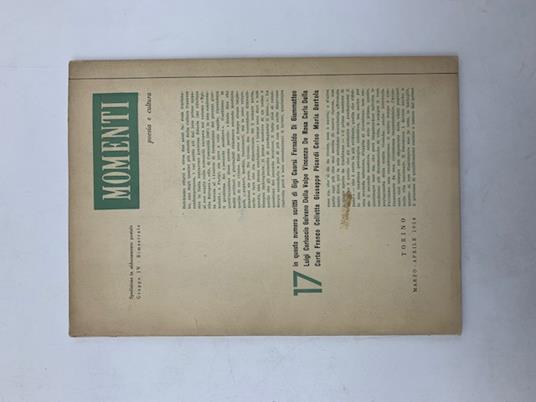 Momenti. Poesia e cultura. N. 17. Marzo-aprile 1954 - copertina