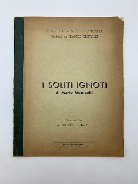 I soliti ignoti di Mario Monicelli (Raccolta di traduzioni italiane delle recensioni che seguirono l'uscita del film al Fine Arts di New York) - copertina