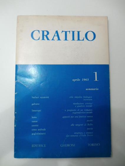 Cratilo. Aprile 1963, 1 - copertina