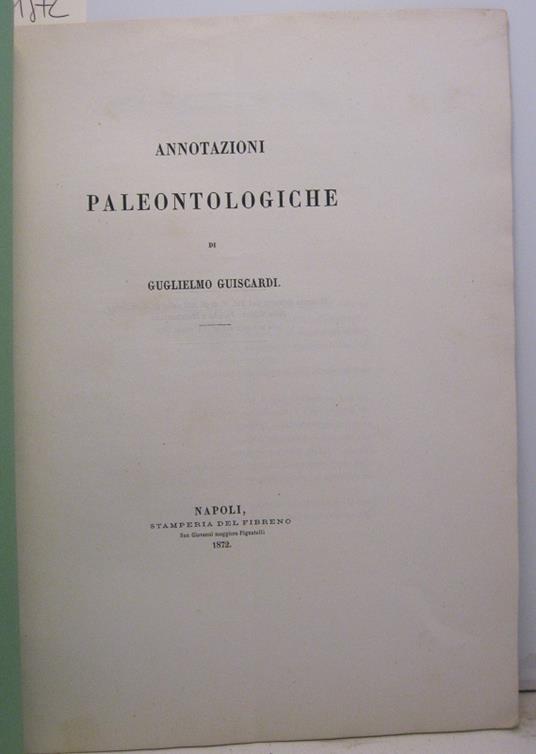 Annotazioni paleontologiche - Guglielmo Guiscardi - copertina