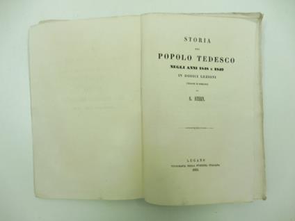 Storia del popolo tedesco negli anni 1848 e 1849 in dodici lezioni (tenute in Berlino) da S. Stern - S. M. Stern - copertina