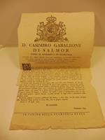 Casimiro Gabaleone di Salmour...essendo assolutamente necessario per la quiete e tranquillita' pubblica...e siccome nelle circostanze del fatto seguito nella notte della scorsa domenica 16 (luglio) risulta ad evidenza che la mancanza del pane e' stat