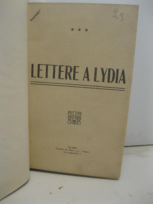 Lettere a Lydia - copertina