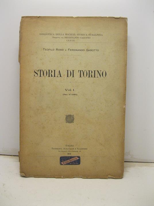 Storia di Torino. Vol. I (fino al 1280) - copertina