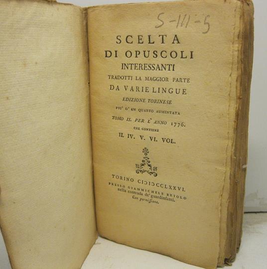 Discorso sulla torpedine recitato nell'adunanza annuale della R. Societa' di Londra Memoria sulla fecondazione delle piante Costruzione e forza d'ingrandimento de' telescopi... del signor Ludlam - copertina