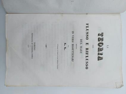 La teoria del flusso e riflusso del mare esposta in versi bisettenarj da K. K - copertina