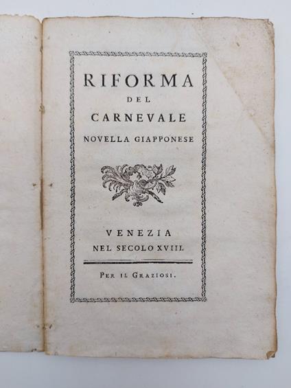 Riforma del Carnevale. Novella giapponese - copertina