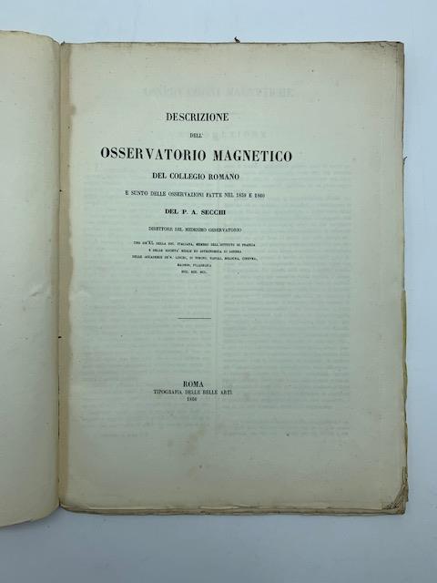 Descrizione dell'Osservatorio magnetico del Collegio romano e sunto delle osservazioni fatte nel 1859 e 1860 - copertina