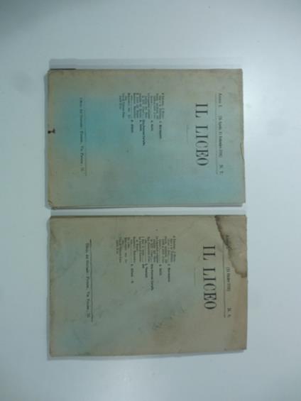 Il Liceo, anno I, agosto-settembre 1882, n. 7 ottobre 1882, n. 8. Il telefono, il microfono e la telefonia - copertina