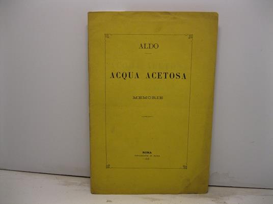 Acqua acetosa - Memorie - copertina