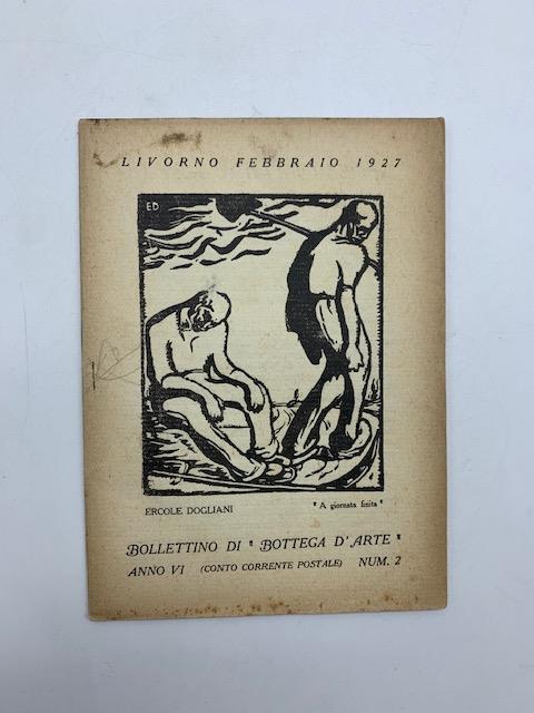 Bollettino di Bottega d'Arte, num. 2, febbraio 1927 (Adolfo Balduini, Ercole Dogliani xilografo, Ugo Seravalle) - copertina
