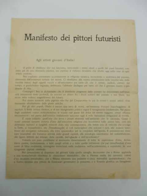 Manifesto dei pittori futuristi - copertina