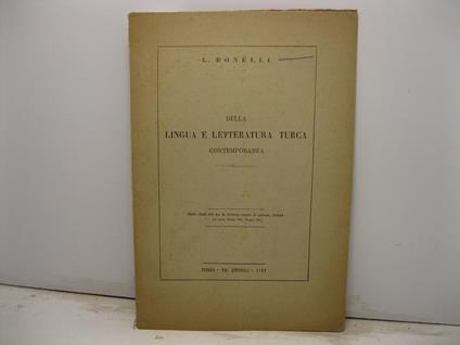 Della lingua e letteratura turca contemporanea. Estratto dagli Atti del R. Istituto veneto di scienze, lettere ed arti, serie VII, tomo III - copertina