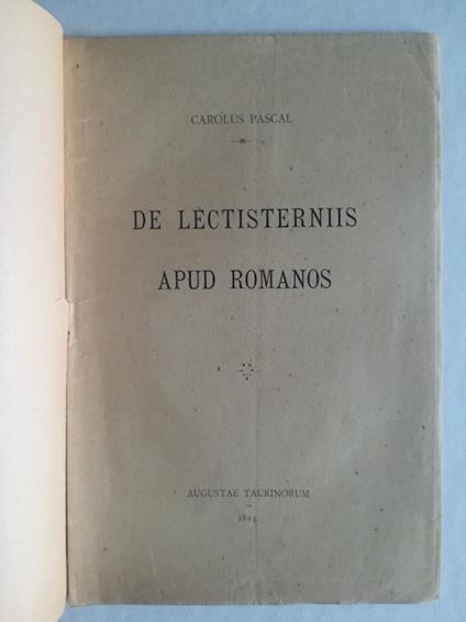 De lectisterniis apud Romanos - copertina
