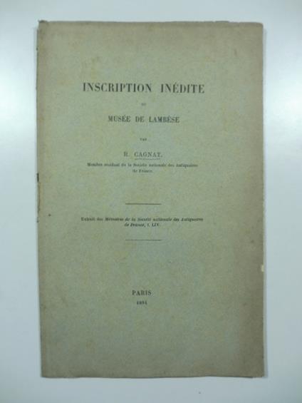 Inscription inedite du Musee de Lambese - copertina