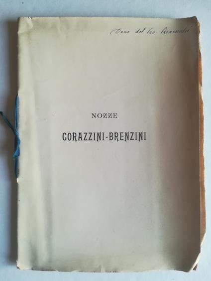 Ricordo di una cena nuziale. Alla Signora Elisa Brenzini, all'avvocato Vieri Corazzini sposi.. - copertina