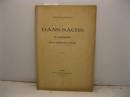 Hans Sachs ed i suoi rapporti con la letteratura italiana - copertina