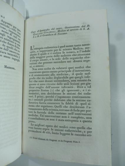 Caso d'ipertrofia del cuore. Osservazioni del D. G. Comandoli...(Stralcio da: Nuovo giornale de' letterati. N.44. 1829) - copertina