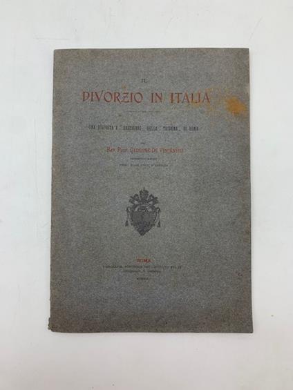 Il divorzio in Italia. Una risposta a "Rastignac" della Tribuna di Roma - copertina