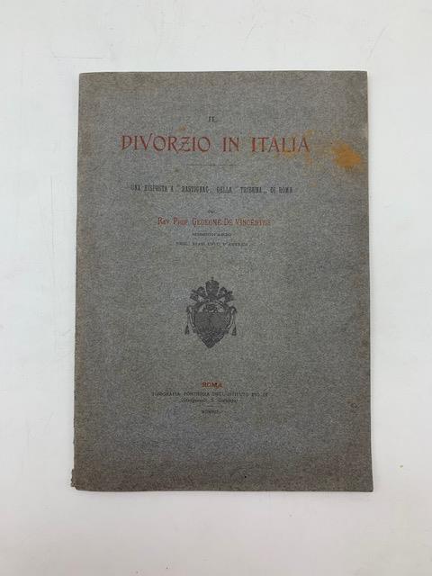 Il divorzio in Italia. Una risposta a "Rastignac" della Tribuna di Roma - copertina