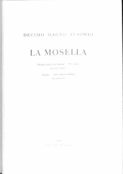 La Mosella. Ordine delle citta' famose. Per il mio piccolo podere - copertina