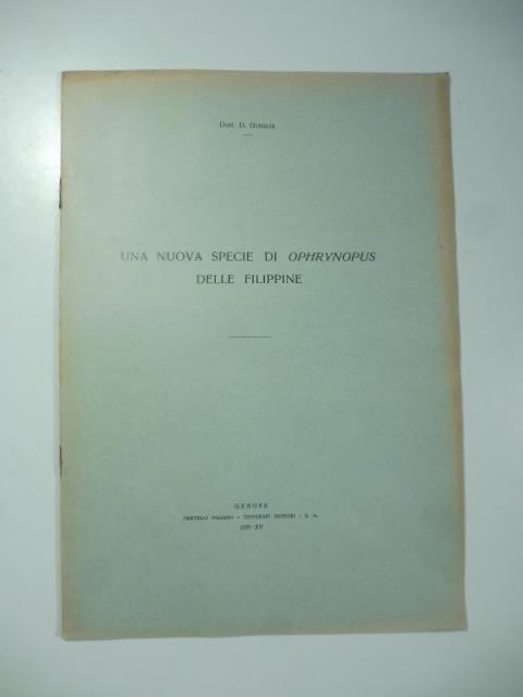 Una nuova specie di ophrynopus delle Filippine - copertina