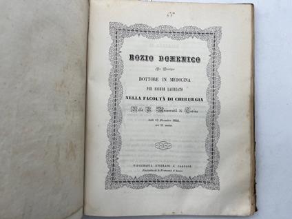 Bozio Domenico da Sostegno Dottore in Medicina per essere laureato nella Facolta' di Chirurgia... Delle scottature in generale - copertina