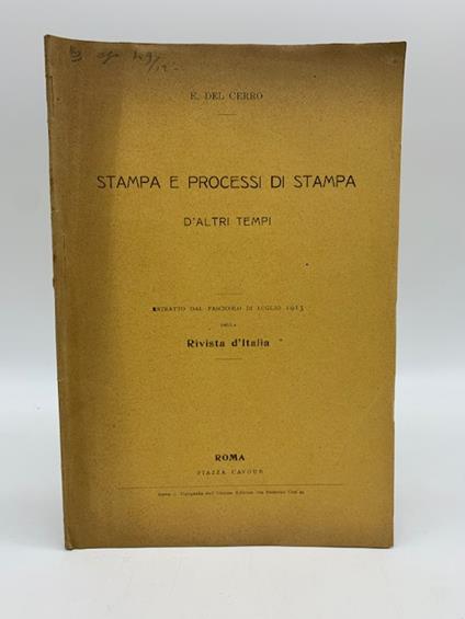 Stampa e processi di stampa d'altri tempi - copertina