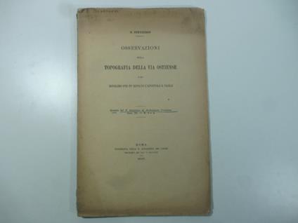 Osservazioni sulla topografia della via Ostiense e sul sepolcro ove fu sepolto l'apostolo S. Paolo - copertina