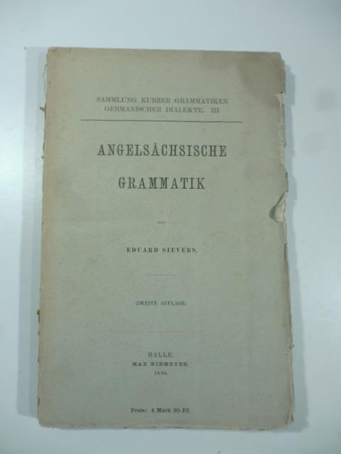 Angelsachsische grammatik. Zweite Auflage - copertina