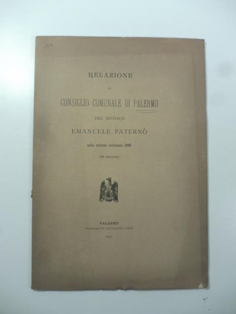 Relazione al Consiglio comunale di Palermo - copertina