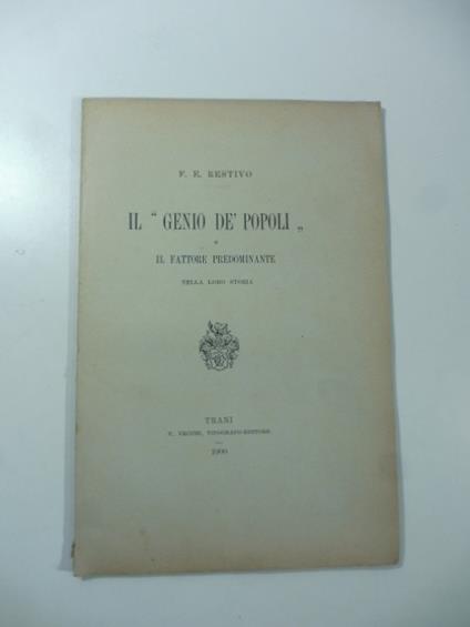 Il 'Genio de' popoli' e il fattore predominante nella loro storia - copertina