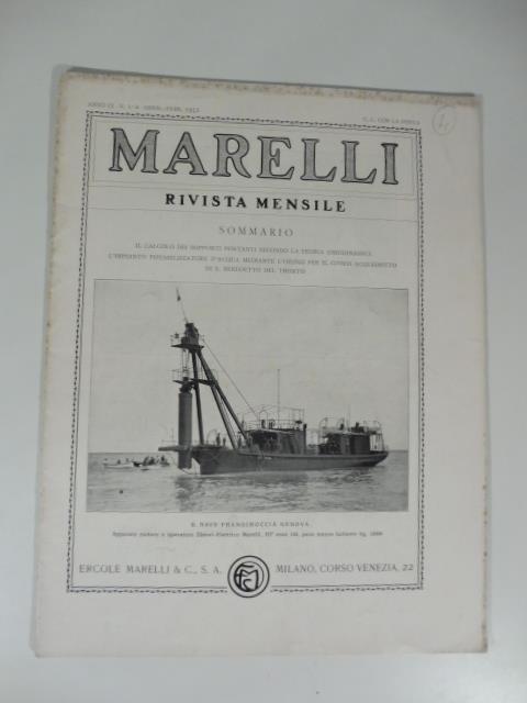 Marelli. Rivista mensile, num. 1-2, gennaio-febbraio 1932. L'impianto potabilizzatore d'acqua mediante ozono per il civico acquedotto di S. Benedetto del Tronto - copertina