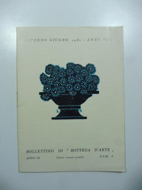 Bollettino di Bottega d'Arte, Livorno, n. 8, giugno 1930. Gianni Maimeri, Raoul Viviani - copertina