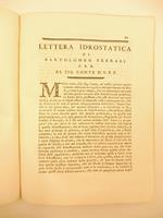 Lettera idrostatica di Bartolomeo Ferrari SEGUE Inconvenienti del metodo tenuto dal Sig. Conte di Buffon per trovare la legge del riscaldamento e raffreddamento de' corpi