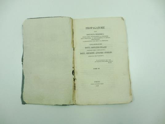 Propagatore ossia raccolta periodica delle cose appartenenti ai progressi dell'industria e specialmente di quelle riguardanti l'agricoltura le arti e la medicina... Primo fascicolo, gennaio 1826 - copertina