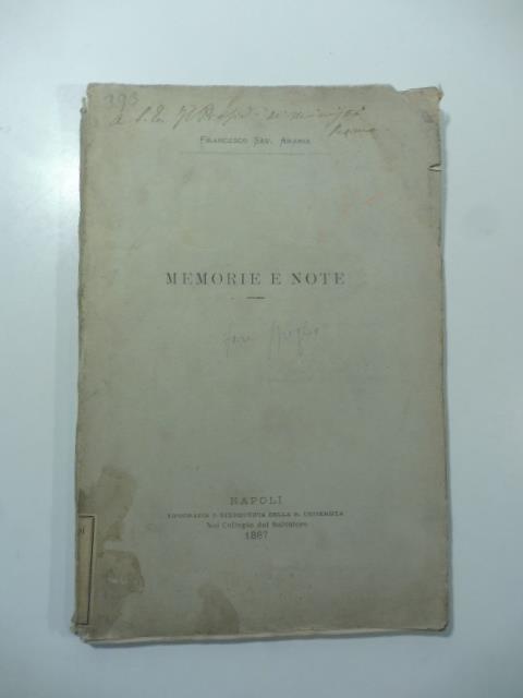 Del supremo magistrato. Memorie e note lette nell'Accademia di Scienze Morali e Politiche della Societa' Reale di Napoli - copertina