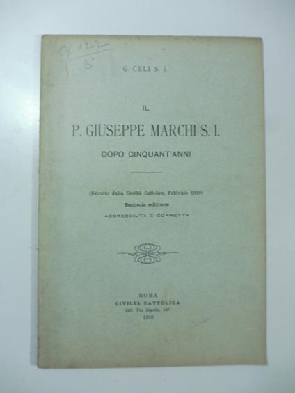 Il P. Giuseppe Marchi S. I. dopo cinquant'anni - copertina