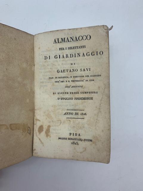 Almanacco per i dilettanti di giardinaggio...anno III, 1826 - copertina