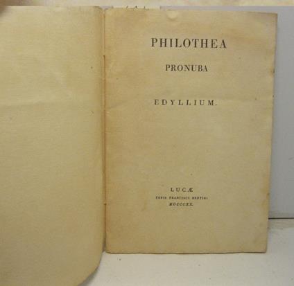 Philothea pronuba edyllium - copertina