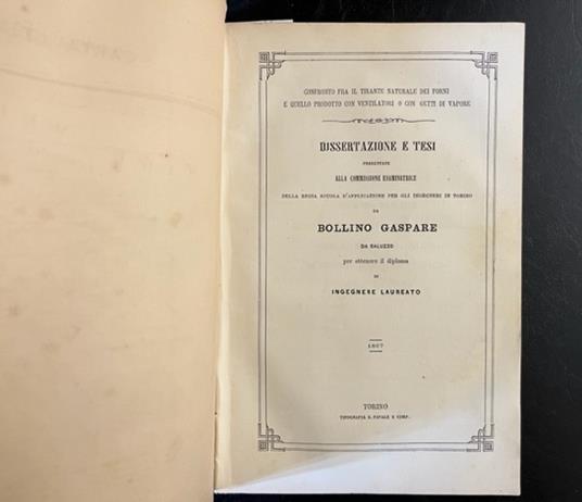 Confronto fra il tirante naturale dei forni e quello prodotto con ventilatori o con getti di vapore. Dissertazione e tesi - copertina