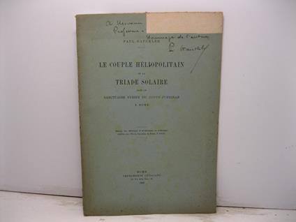 Le couple he'liopolitain et la triade solaire dans le sanctuaire syrien du lucus Furrinae a Rome. Extrait des Me'langes d'Archeologie et d'Histoire publie's par l'Ecole francaise de Rome, t. XXIX - copertina