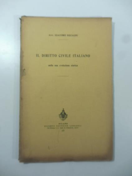 Il diritto civile italiano nella sua evoluzione storica - copertina