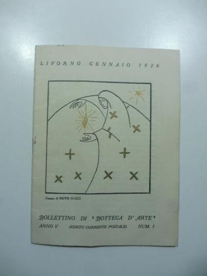 Bollettino di Bottega d'Arte, Livorno, num. 1, gennaio 1926. Beppe Guzzi, Corrado Michelozzi, Ferruccio Rontini - copertina