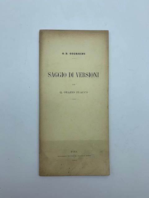 Saggio di versioni da Q. Orazio Flacco - copertina