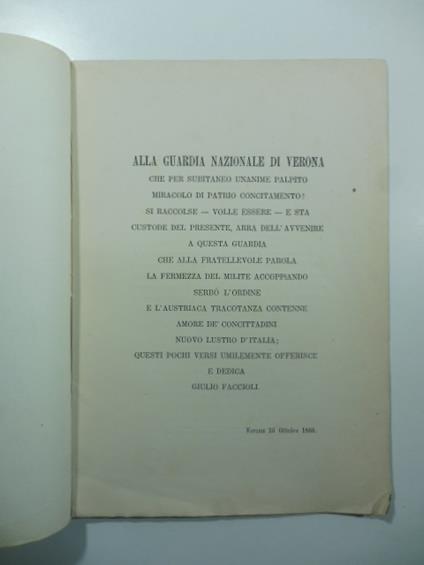 Alla guardia nazionale di Verona che per subitaneo unanime palpito... e l'austriaca tracotanza contenne - copertina