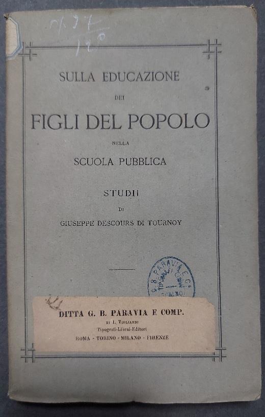 Sulla educazione dei figli del popolo nella scuola pubblica - copertina