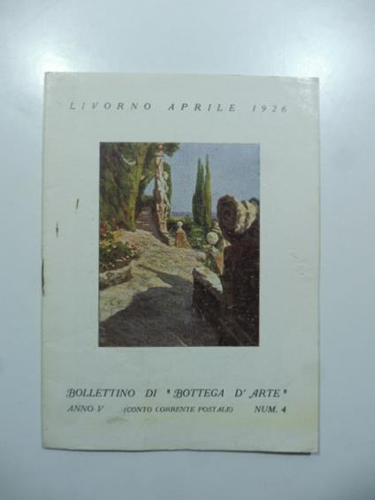Bollettino di Bottega d'Arte, Livorno, num. 4, aprile 1926. Adolfo Tommasi - copertina